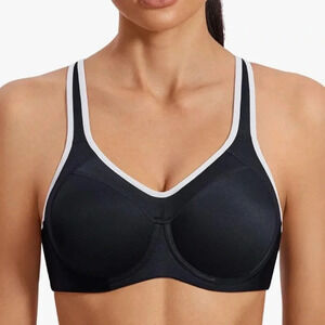 SYROKAN Bra High Impact Full Coverage Bounce Control Underwire Workout Sport 36D